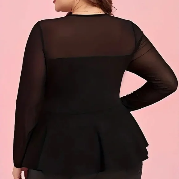 Plus Size Black Mesh Sleeve Pullover Top – Size 3XL - Picture 2 of 4